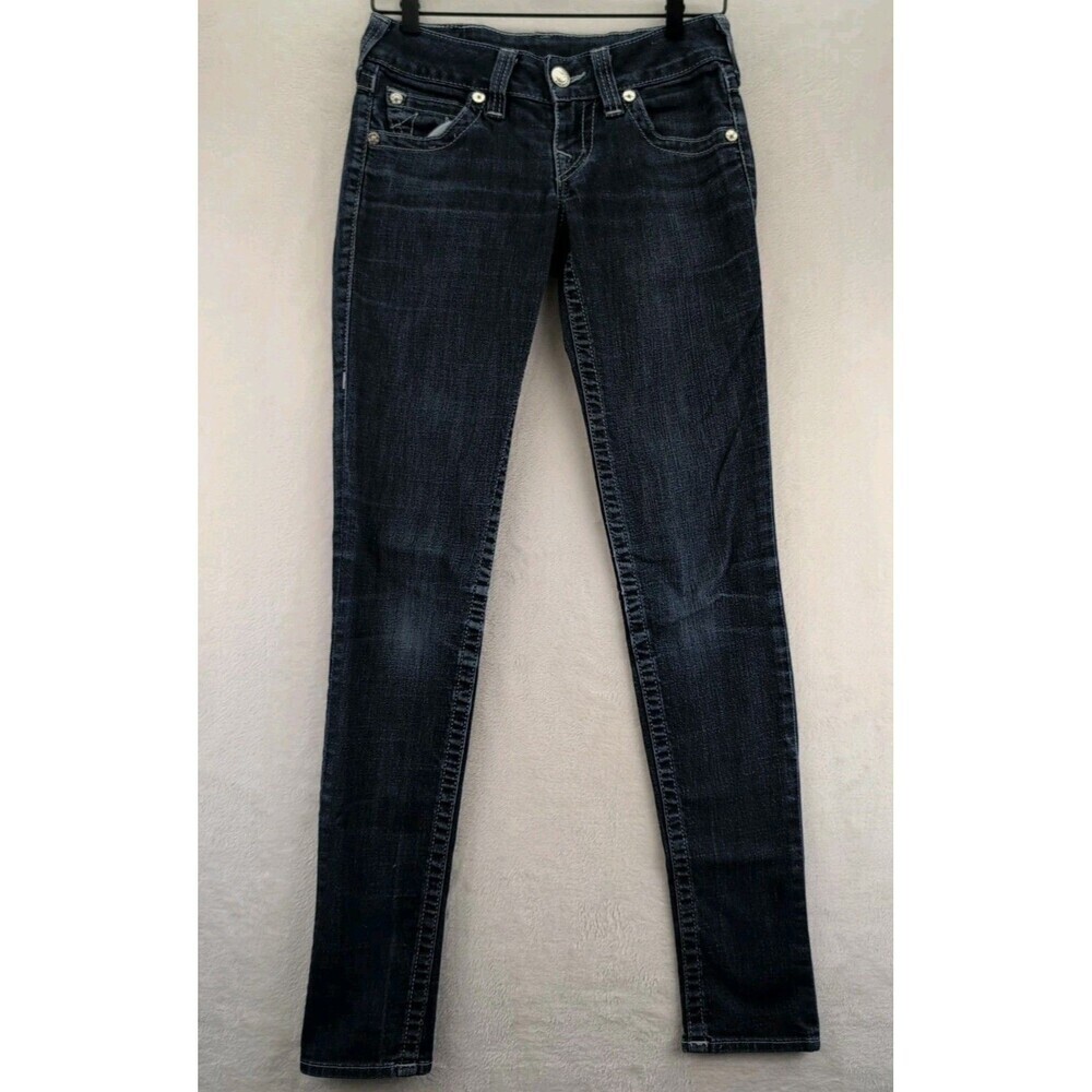 True Religion World Tour Skinny Jeans Womens 26 Blue Mid Rise Stretch Denim